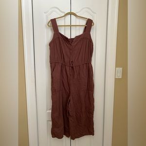 Old Navy tie-waist twill sleeveless jumpsuit